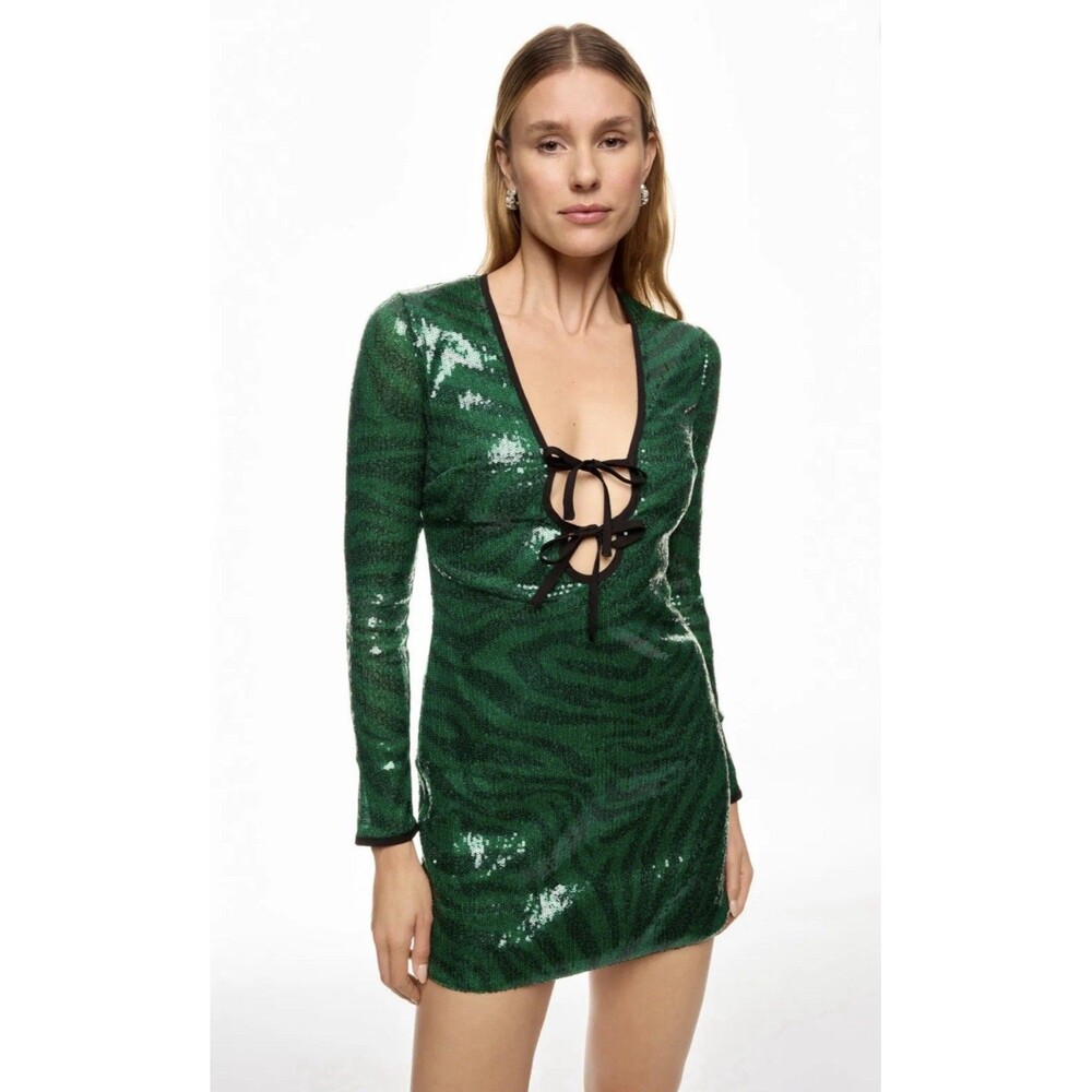 The Wolf Gang Brillo Sequin Dress in Green, Size M